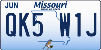 MO license plate QK5W1J