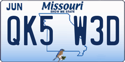 MO license plate QK5W3D
