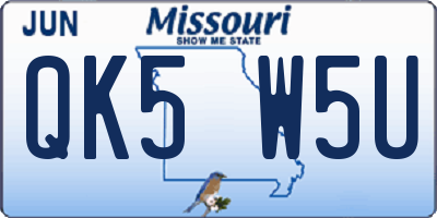 MO license plate QK5W5U