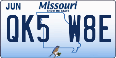 MO license plate QK5W8E
