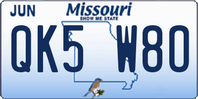 MO license plate QK5W8O