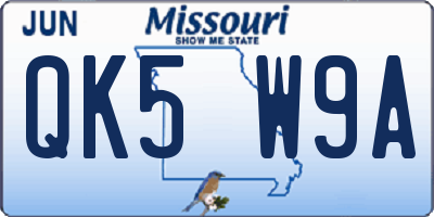 MO license plate QK5W9A