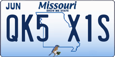 MO license plate QK5X1S
