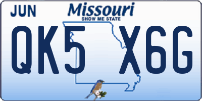 MO license plate QK5X6G