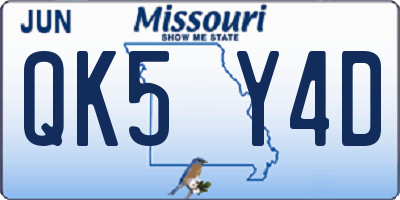 MO license plate QK5Y4D