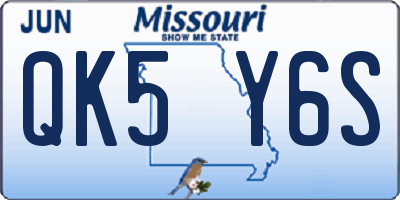 MO license plate QK5Y6S