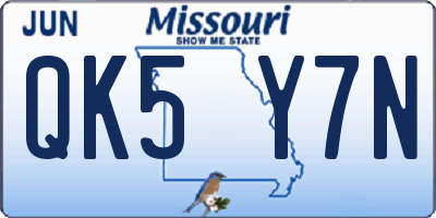 MO license plate QK5Y7N