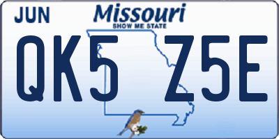 MO license plate QK5Z5E