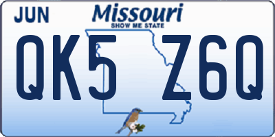 MO license plate QK5Z6Q