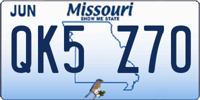 MO license plate QK5Z7O