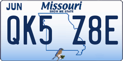 MO license plate QK5Z8E