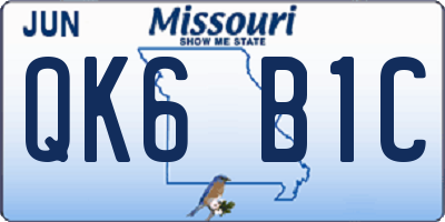 MO license plate QK6B1C