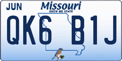 MO license plate QK6B1J
