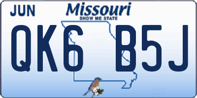 MO license plate QK6B5J