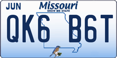 MO license plate QK6B6T