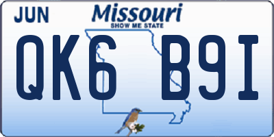 MO license plate QK6B9I