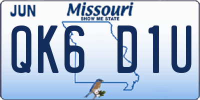 MO license plate QK6D1U