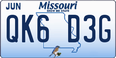 MO license plate QK6D3G