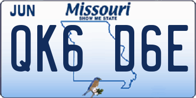 MO license plate QK6D6E