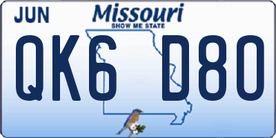 MO license plate QK6D8O