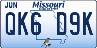 MO license plate QK6D9K