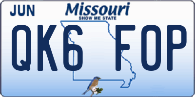 MO license plate QK6F0P