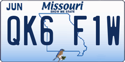 MO license plate QK6F1W