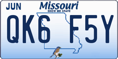 MO license plate QK6F5Y