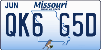MO license plate QK6G5D