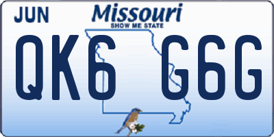 MO license plate QK6G6G