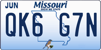 MO license plate QK6G7N