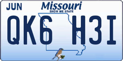 MO license plate QK6H3I