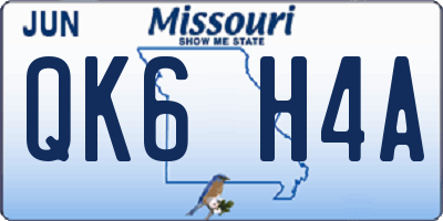 MO license plate QK6H4A
