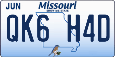 MO license plate QK6H4D