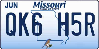 MO license plate QK6H5R