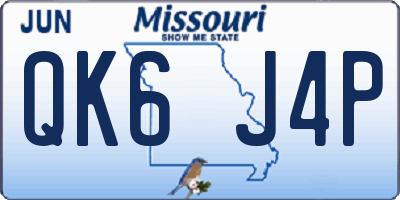 MO license plate QK6J4P