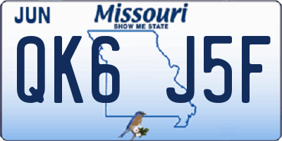 MO license plate QK6J5F