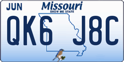 MO license plate QK6J8C
