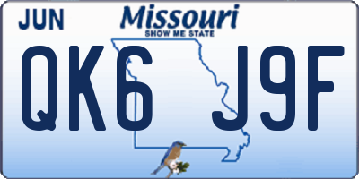 MO license plate QK6J9F