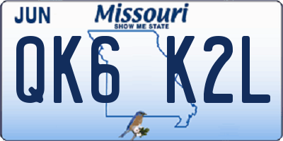 MO license plate QK6K2L