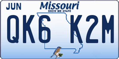 MO license plate QK6K2M