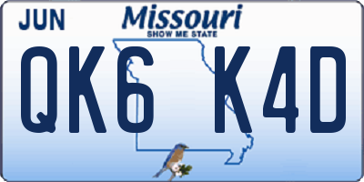 MO license plate QK6K4D