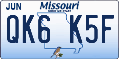 MO license plate QK6K5F