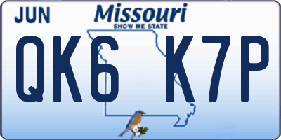 MO license plate QK6K7P
