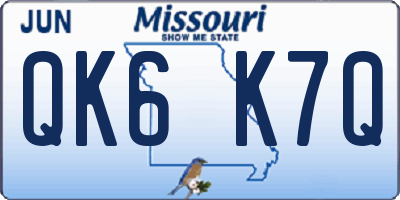 MO license plate QK6K7Q