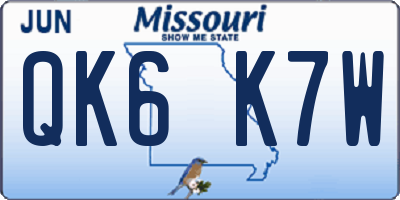 MO license plate QK6K7W