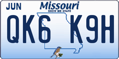 MO license plate QK6K9H