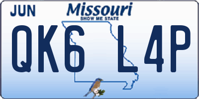 MO license plate QK6L4P