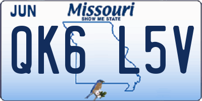MO license plate QK6L5V