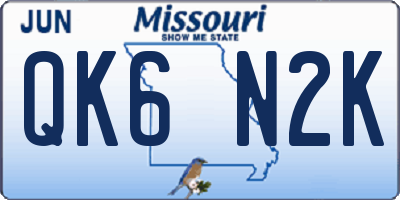 MO license plate QK6N2K